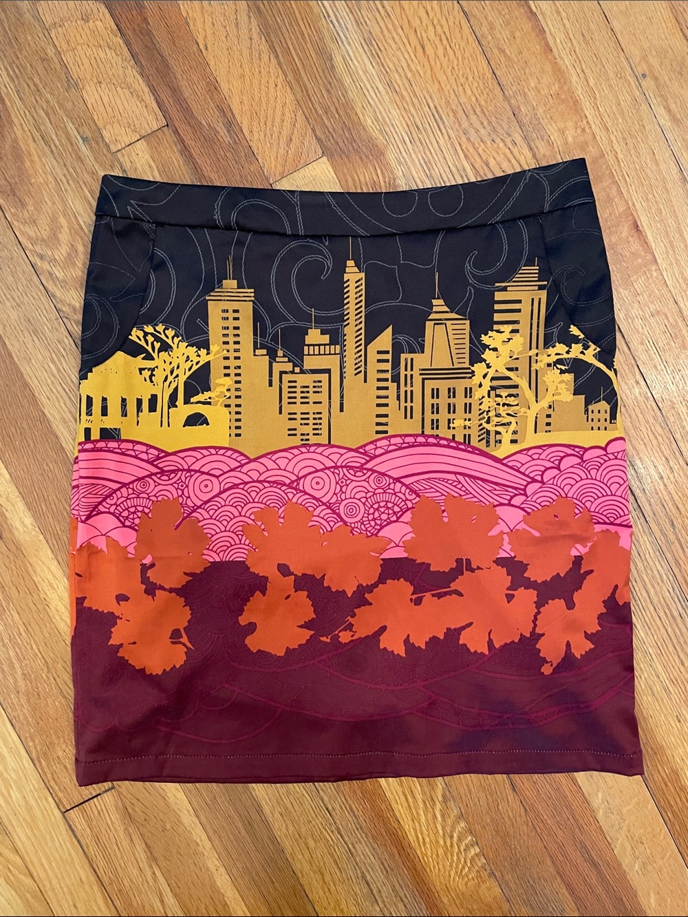 ST-MARTINS City-Print Avant Garde Classic Eye-Catching Whimsical Pencil Skirt